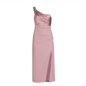 Cinq‎ à Sept Dress Womens 00 Pink One Shoulder Trenton Formal Gown Ruched Long